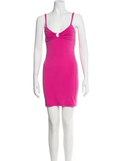 Pre-owned Priscavera V-neck Mini Dress In Pink