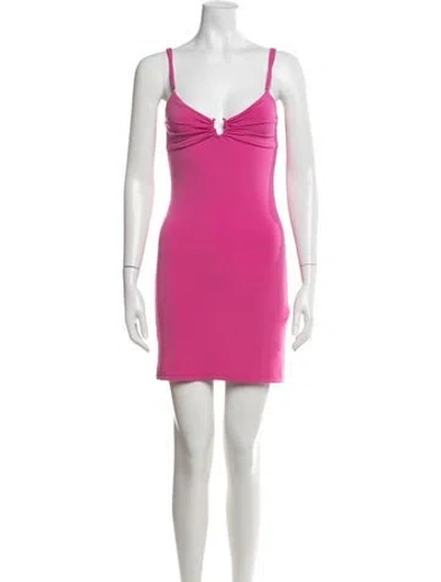 Pre-owned Priscavera V-neck Mini Dress In Pink