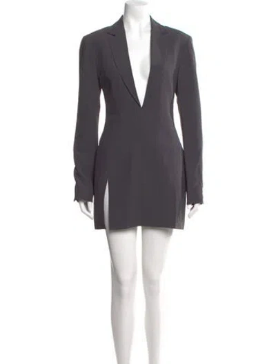 Pre-owned Priscavera V-neck Mini Dress W/ Tags In Gray