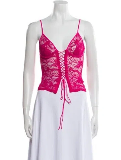 Pre-owned Priscavera V-neck Sleeveless Crop Top W/ Tags In Pink