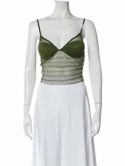 Pre-owned Priscavera V-neck Sleeveless Sports Bra In White