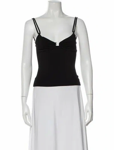 Pre-owned Priscavera V-neck Sleeveless Top In Black