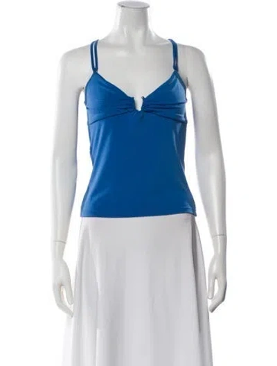 Pre-owned Priscavera V-neck Sleeveless Top In Blue
