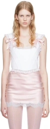 Pristine White Candy Corset Camisole In White/pink