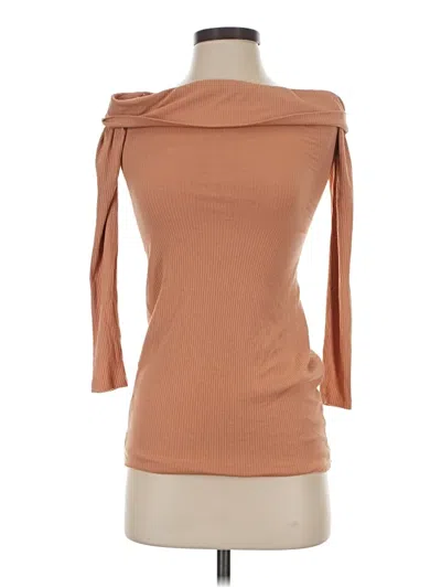 Pre-owned Privacy Please 3/4 Sleeve Top Tan Boatneck Tops