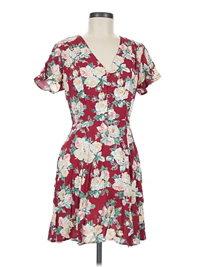 Pre-owned Privacy Please Casual Dress In Burgundy
