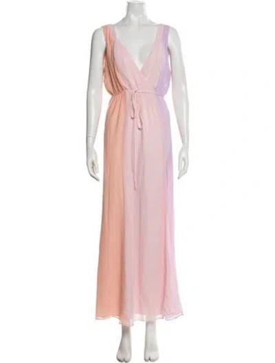Pre-owned Privacy Please Colorblock Pattern Long Dress W/ Tags In Pink