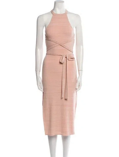 Pre-owned Privacy Please Crew Neck Midi Length Dress In Neutrals