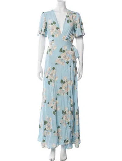 Pre-owned Privacy Please Floral Print Long Dress In Blue