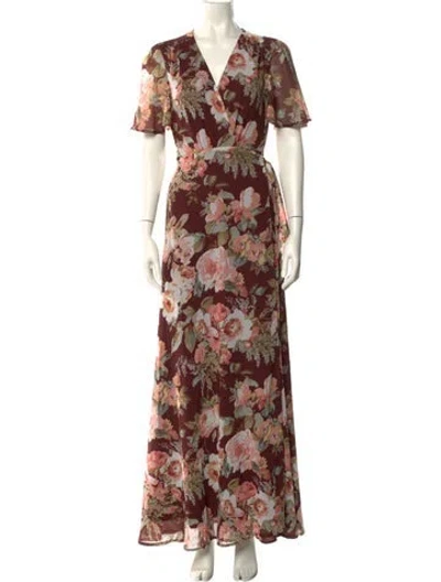 Pre-owned Privacy Please Floral Print Long Dress In Multi