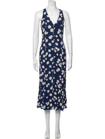 Pre-owned Privacy Please Floral Print Midi Length Dress In Blue