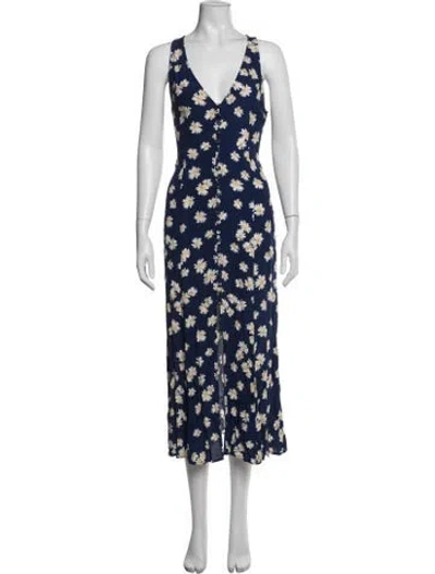 Pre-owned Privacy Please Floral Print Midi Length Dress In Blue