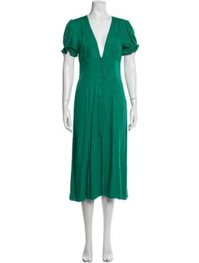 Pre-owned Privacy Please Floral Print Midi Length Dress In Green