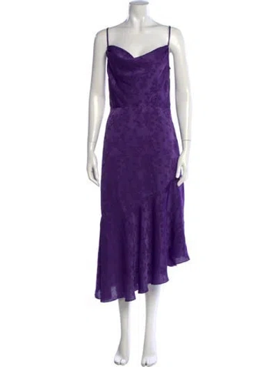Pre-owned Privacy Please Floral Print Midi Length Dress In Purple