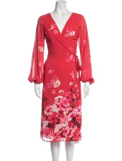 Pre-owned Privacy Please Floral Print Midi Length Dress W/ Tags In Red