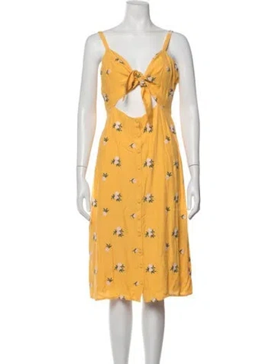 Pre-owned Privacy Please Floral Print Midi Length Dress In Yellow
