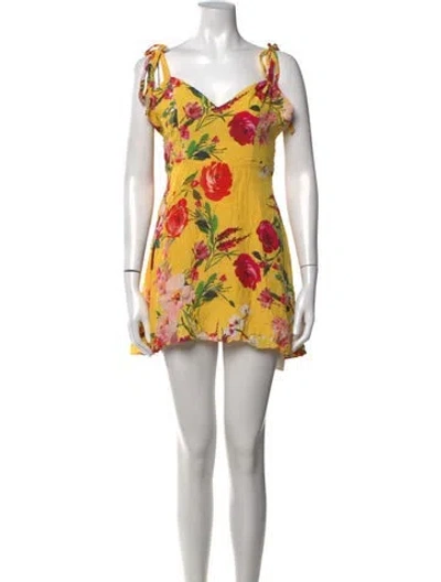Pre-owned Privacy Please Floral Print Mini Dress In Orange
