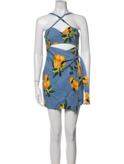 Pre-owned Privacy Please Linen Mini Dress In Blue