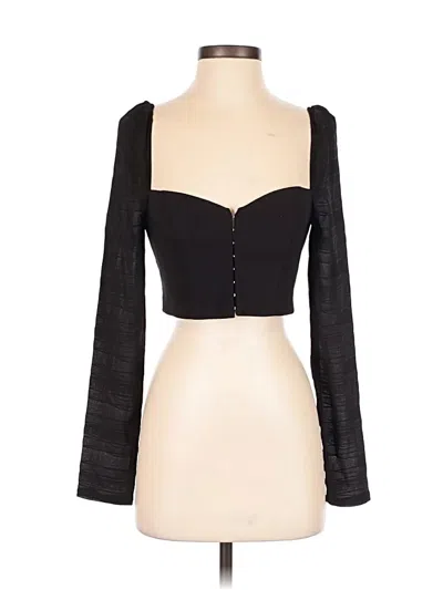 Pre-owned Privacy Please Long Sleeve Top Black Sweetheart Neckline Tops