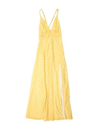 Pre-owned Privacy Please Polka Dot Print Long Dress In Yellow