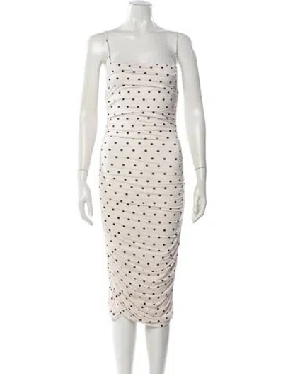 Pre-owned Privacy Please Polka Dot Print Midi Length Dress In Neutral