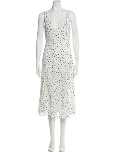 Pre-owned Privacy Please Polka Dot Print Midi Length Dress In White