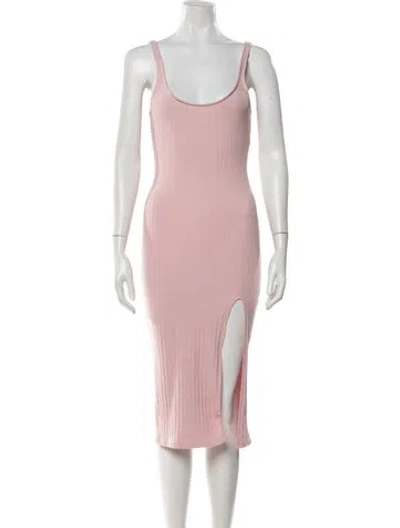 Pre-owned Privacy Please Scoop Neck Midi Length Dress In Pink