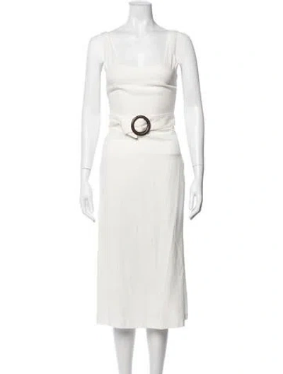 Pre-owned Privacy Please Square Neckline Midi Length Dress In Neutral