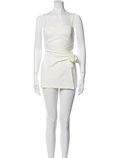 Pre-owned Privacy Please Square Neckline Romper In White