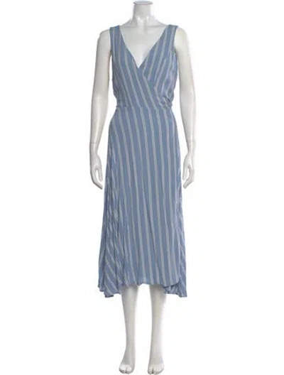 Pre-owned Privacy Please Striped Midi Length Dress In Blue