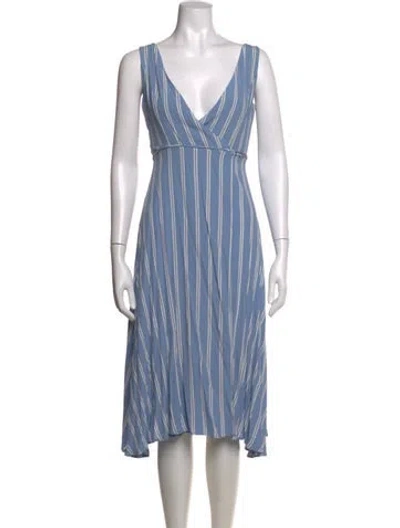 Pre-owned Privacy Please Striped Midi Length Dress In Blue