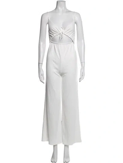 Pre-owned Privacy Please Tie Neck Jumpsuit In White