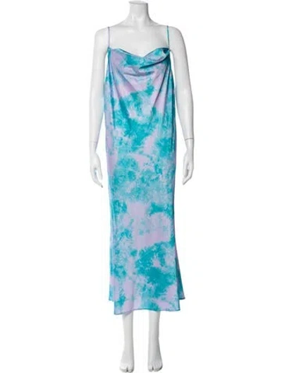 Pre-owned Privacy Please Tie-dye Print Long Dress W/ Tags In Blue
