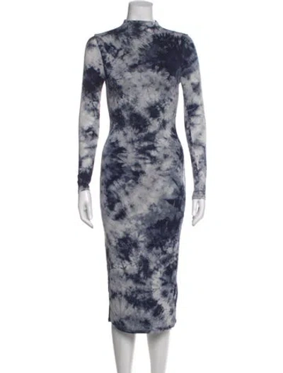 Pre-owned Privacy Please Tie-dye Print Midi Length Dress In Blue