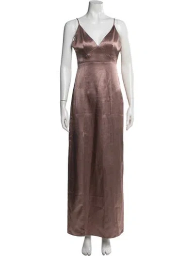 Pre-owned Privacy Please V-neck Long Dress In Brown