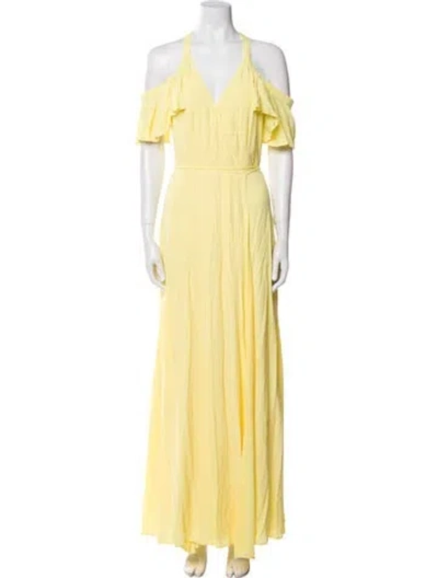 Pre-owned Privacy Please V-neck Long Dress In Yellow