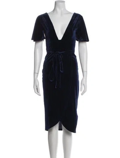 Pre-owned Privacy Please V-neck Midi Length Dress In Blue