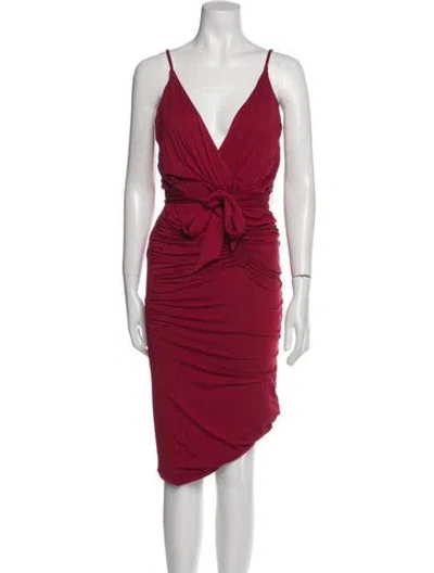 Pre-owned Privacy Please V-neck Midi Length Dress In Red