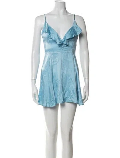 Pre-owned Privacy Please V-neck Mini Dress In Blue