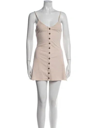 Pre-owned Privacy Please V-neck Mini Dress In Neutral
