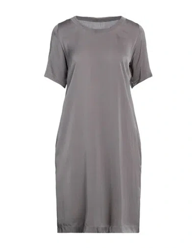Private 02 04 Woman Mini Dress Taupe Size 1 Silk, Elastane In Grey