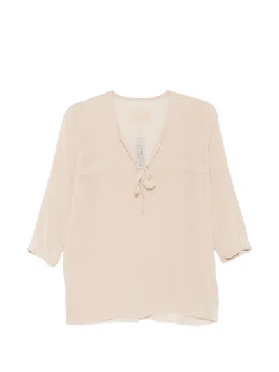 Private 0204 Tie-neck Blouse In Neutral