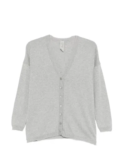 Private 0204 V-neck Button Cardigan In Gray