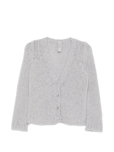 Private 0204 V-neck Cardigan In Gray