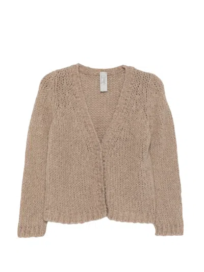 Private 0204 V-neck Knitted Cardigan In Brown