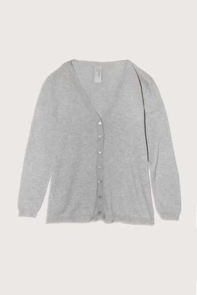 Private 0204 Women's Cotton V-neck Cardigan In Grico In Blue