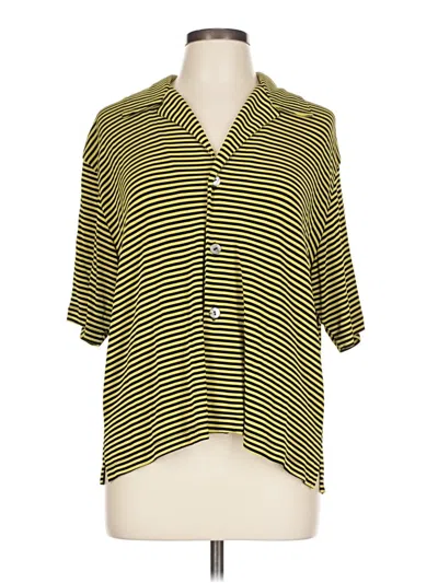 Pre-owned Private Editions By Chico's 3/4 Sleeve Button Down Shirt In Green