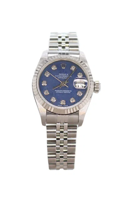 Private Label London Rolex Datejust Blue Soladite Diamond Watch In Blue