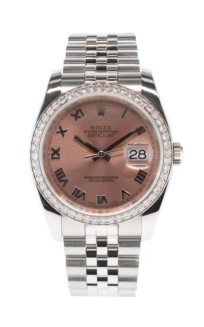 Private Label London Rolex Datejust Pink Diamond Watch In Pink