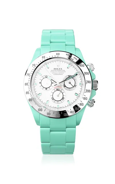 Private Label London Rolex Daytona Ceramic Coated Stainless Steel Watch In Green